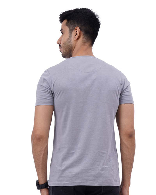 Button Style Printed Cotton T-Shirt