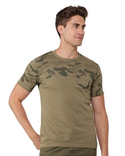 Camou Print Half-Sleeve T-Shirt
