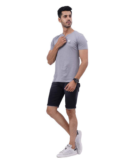 Button Style Printed Cotton T-Shirt