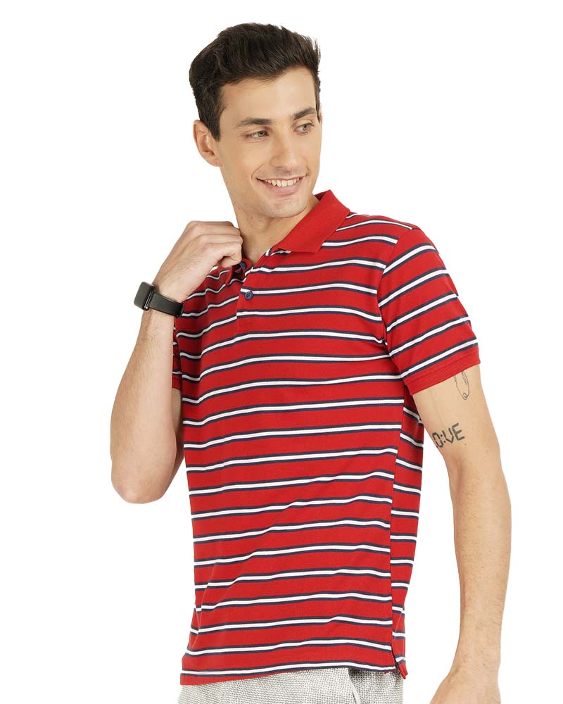 White Striped Polo T-Shirt