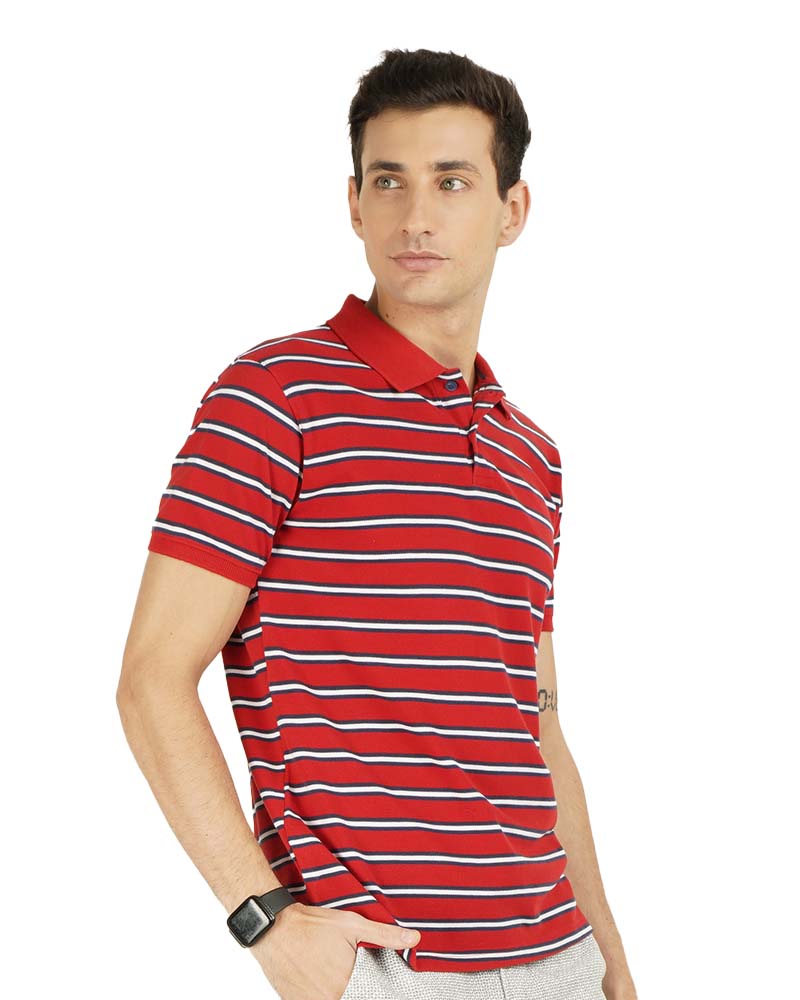 White Striped Polo T-Shirt