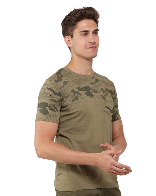 Camou Print Half-Sleeve T-Shirt