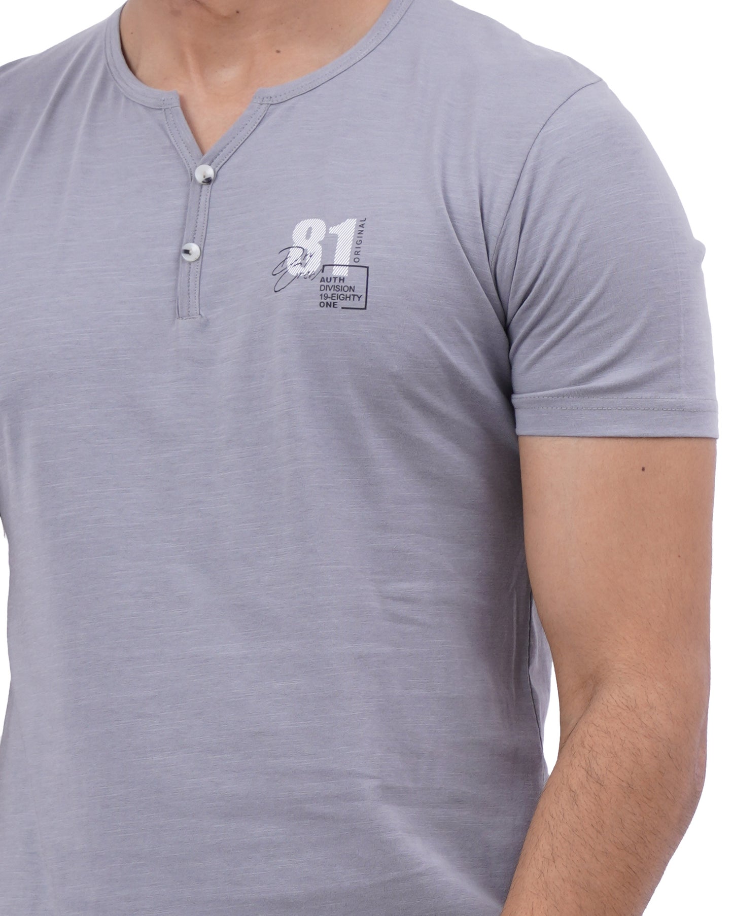 Button Style Printed Cotton T-Shirt