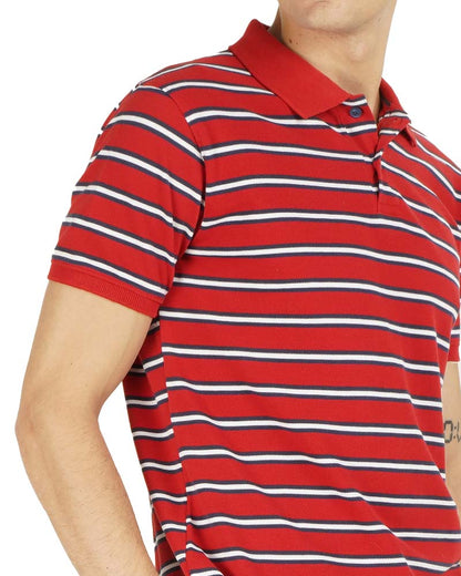 White Striped Polo T-Shirt