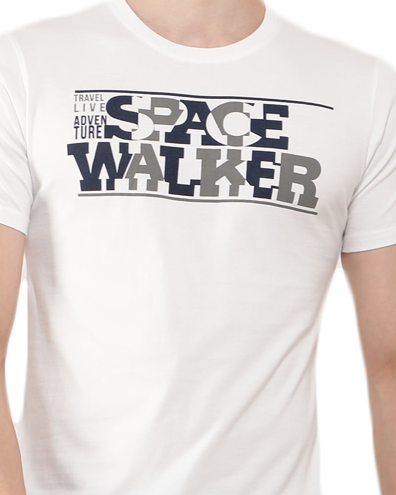 White Printed Half Sleeve T-Shirt for Men