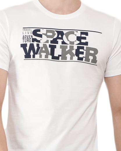 White Printed Half Sleeve T-Shirt for Men