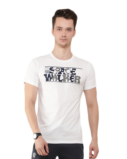 White Printed Half Sleeve T-Shirt for Men