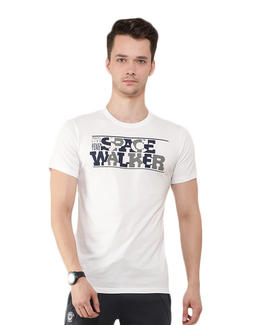 White Printed Half Sleeve T-Shirt for Men